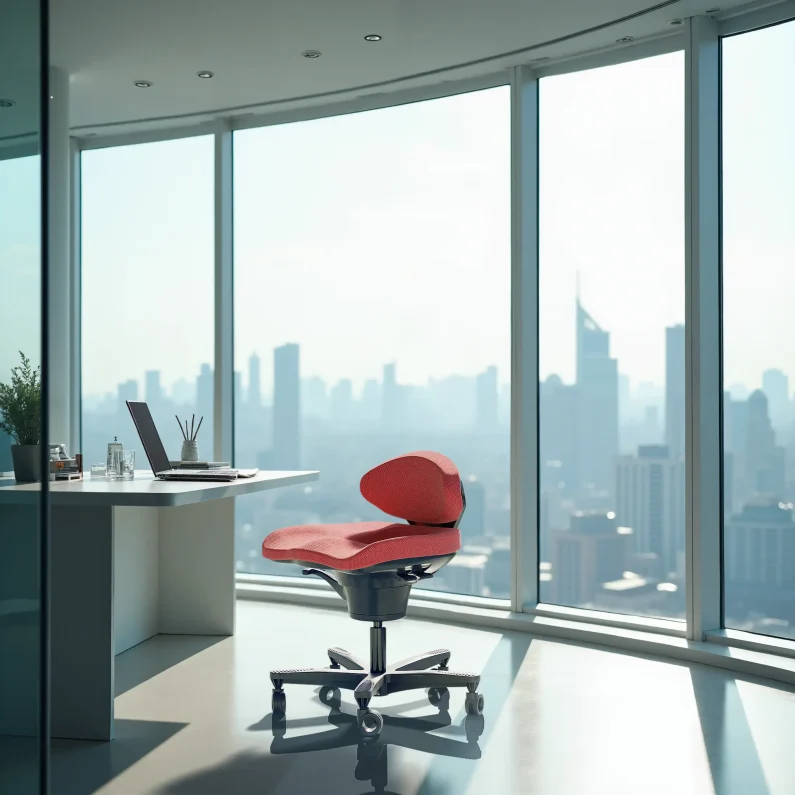 CoreChair Classic in the new Coral color, set in an executive office