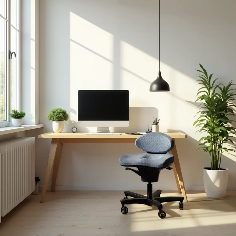 CoreChair Classic in the color Dusted Blue, shown in a home office