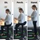 woman showing how a coreperch works with a standing desk