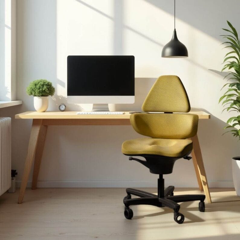 Active Sitting Supportive Office Chair in Modern Home Office Color Ochre