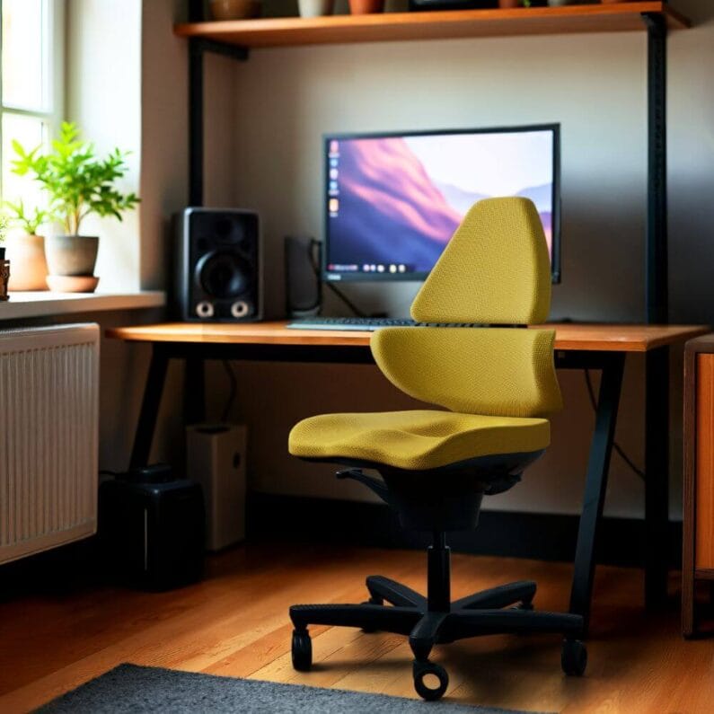 Active Sitting Supportive Office Chair in Moody Home Office Color Ochre